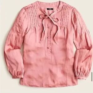 JCrew Featherweight Satin Tie Neck Top